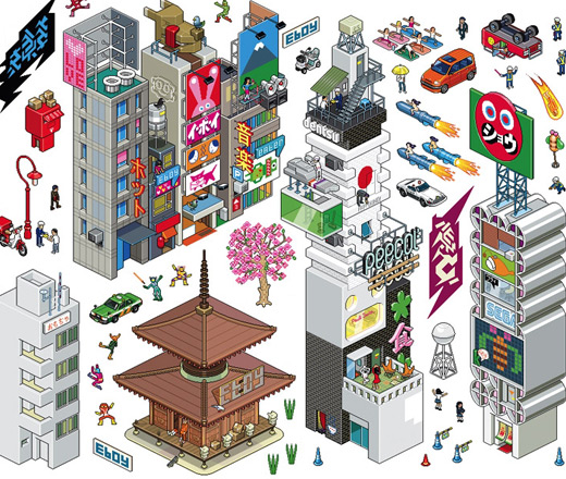 Stickers muraux eBoy eCity tokyo - Collection in�dite