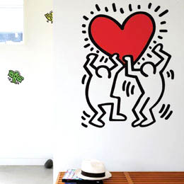 Stickers muraux Dancing Heart XXL par Keith Haring