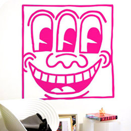 Untitled Face Magenta Giant Wall Sticker  Keith Haring - Special Deals on Stickboutik.com