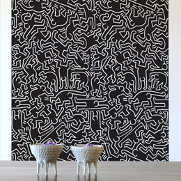 Sticker muraux Mur Dancers Noir par Keith Haring - Stickers NOUVEAUTES 