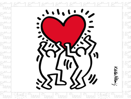 Package content: Dancing Heart Giant Wall Sticker by  Keith Haring - Only Stickboutik.com 