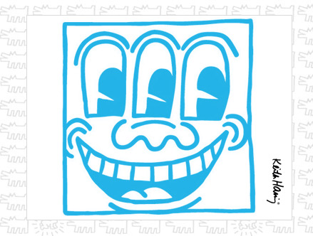 Untitled Face Blue Giant Wall Sticker  Keith Haring: Sticker / Wall Decal Outline