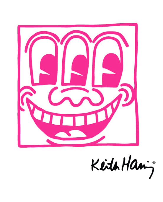 Untitled Face Magenta Giant Wall Sticker  Keith Haring: Wall Sticker & Wall Decal Main Image