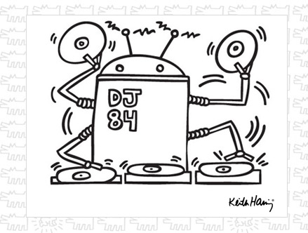 Contenu du pack: Sticker DJ Robot 1984 Keith Haring