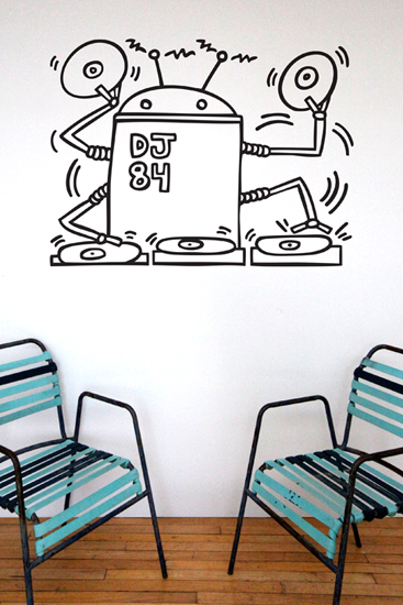 Sticker DJ Robot 1984 par  Keith Haring