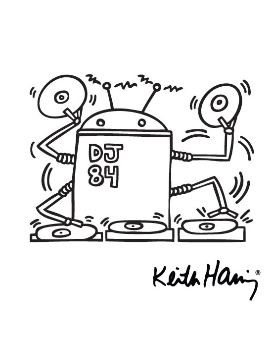 Sticker DJ Robot 1984  Keith Haring - 3/4