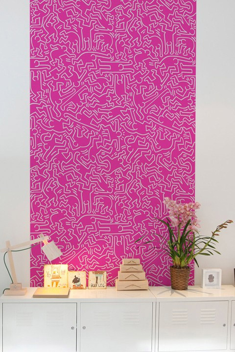 Dancers Pink Giant Wall Murals  Keith Haring: Wall Sticker & Wall Decal Main Image