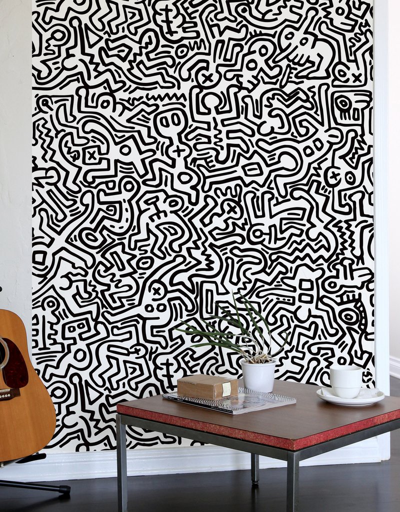 Fresque Murale Movement Noir  par  Keith Haring