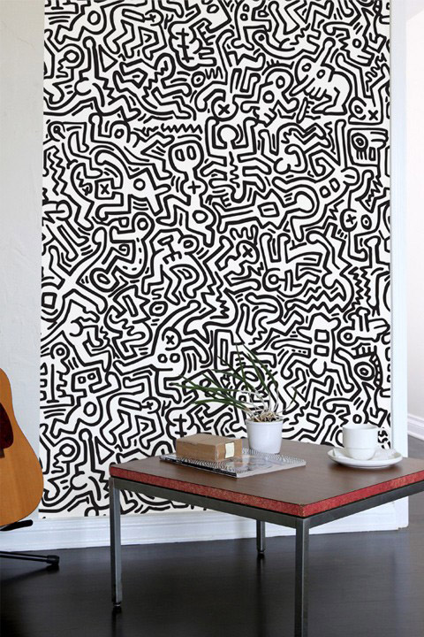 Fresque Murale Movement Noir  par  Keith Haring