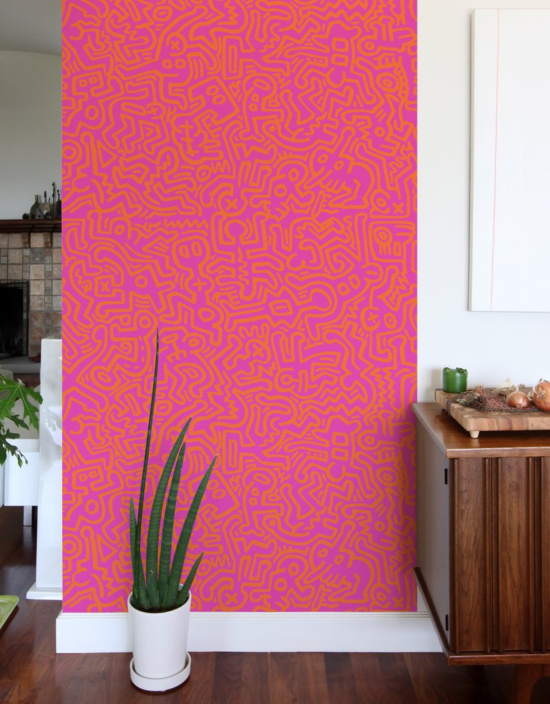 Movement Pink Giant Wall Murals  Keith Haring: Wall Sticker & Wall Decal Main Image