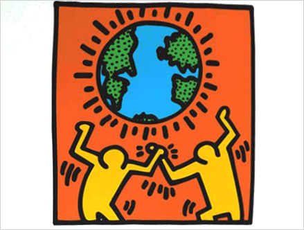 Globe Wall Sticker  Keith Haring: Sticker / Wall Decal Outline