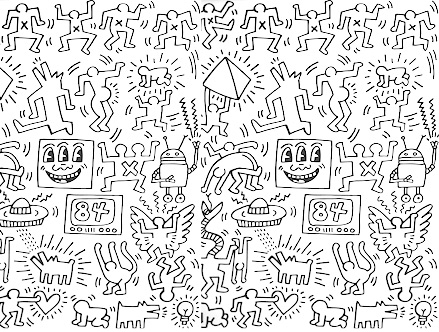 Contenu du pack: Fresque Murale Symboles  Keith Haring