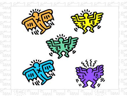 Contenu du pack: Stickers muraux Angels Keith Haring