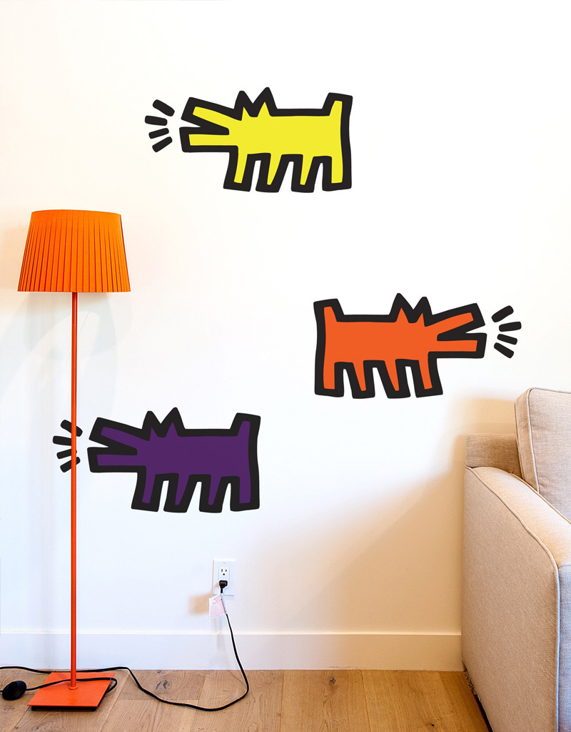 Barking Dogs Colour Wall Stickers Keith Haring: Wall Sticker & Wall Decal Main Image