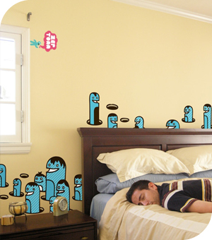 Stickers Muraux et stickers deco Stickers muraux Worms / Bleu chez stickboutik.com