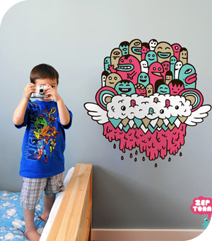 Stickers Muraux et stickers deco Stickers muraux Flying Head /Rose chez stickboutik.com