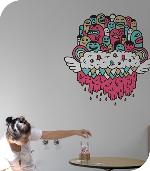 Stickers Muraux et stickers deco Stickers muraux Flying Head /Rose chez stickboutik.com