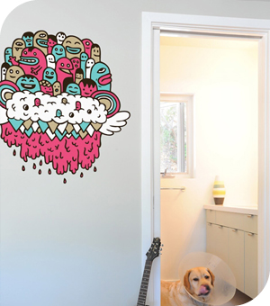 Stickers Muraux et stickers deco Stickers muraux Flying Head /Rose chez stickboutik.com