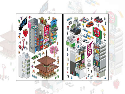 Contenu du pack: Stickers muraux Tokyo eBoy 