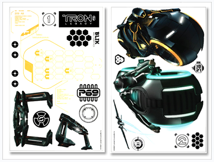 Contenu du pack: Stickers Tron Heritage - LightCycles Disney