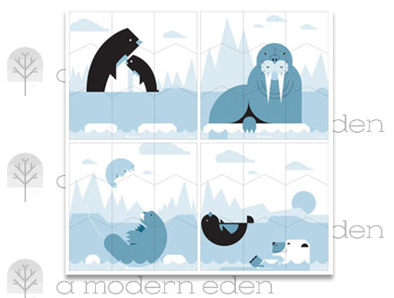 Polar Wall Puzzle - Kids Wall Stickers  A Modern Eden: Sticker / Wall Decal Outline