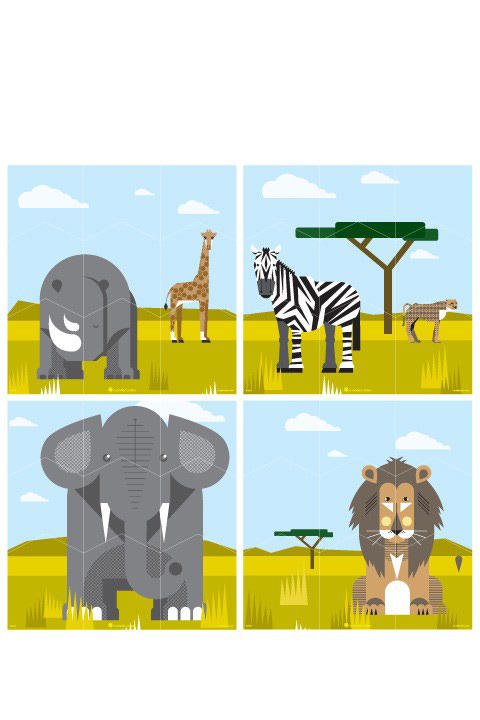 Safari Wall Puzzle - Kids Wall Stickers  A Modern Eden: Wall Sticker & Wall Decal Main Image