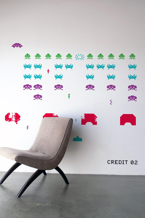 Space Invaders Stickers Gants Officiels  par  Taito