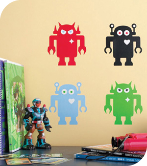 Stickers Muraux et stickers deco Mini Robot gentil/m�chant  chez stickboutik.com