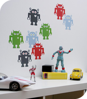 Stickers Muraux et stickers deco Mini Robot gentil/m�chant  chez stickboutik.com
