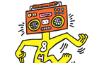Stickers Muraux GÃ©ants Mr BoomBox par Keith Haring