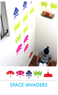 Stickers muraux - Collection Space Invaders + glaons invaders