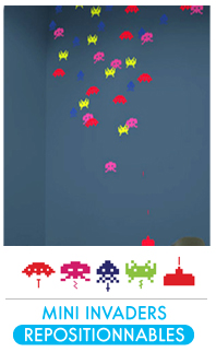Stickers muraux - Collection Mini Space Invaders + glaons invaders