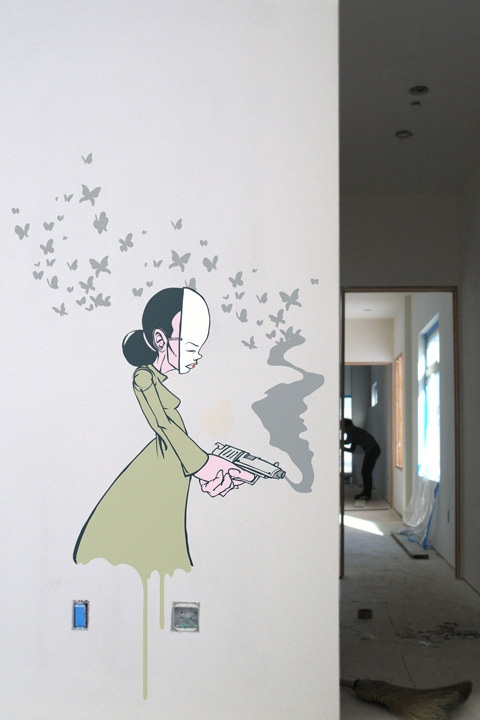 Sticker mural exclusif Butterfly Gun par Sam Flores