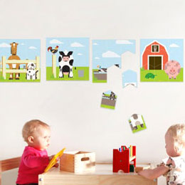 Sticker muraux Puzzle Ferme par A Modern Eden - Stickers muraux pour enfants et bébés - Une exclusivité Stickboutik.com