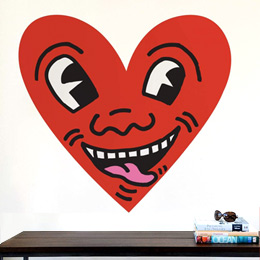 Stickers Pop Art et Street Art Heart Face par Keith Haring - Stickers muraux Pop Art & Street Art originaux et inédits