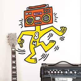 Stickers Pop Art et Street Art Mr Boombox par Keith Haring - Stickers muraux Pop Art & Street Art originaux et inédits