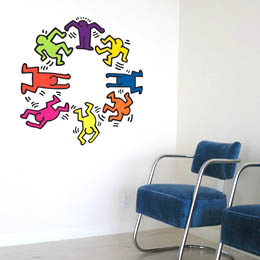 Stickers Pop Art et Street Art Dancers XL couleur par Keith Haring - Stickers muraux Pop Art & Street Art originaux et inédits