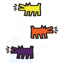 Stickers Pop Art et Street Art Dogs XL couleur par Keith Haring - Stickers muraux Pop Art & Street Art originaux et inédits