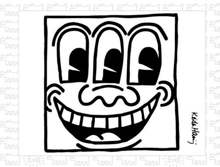 Untitled Face Black Giant Wall Sticker  Keith Haring: Sticker / Wall Decal Outline