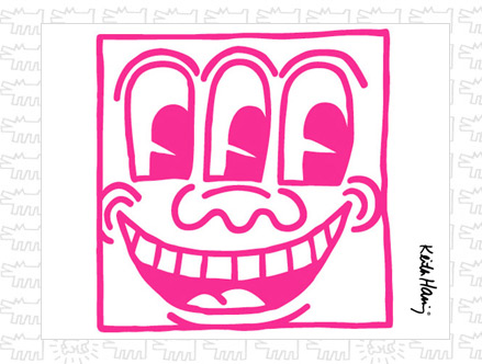 Package content: Untitled Face Magenta Giant Wall Sticker by  Keith Haring - Only Stickboutik.com 