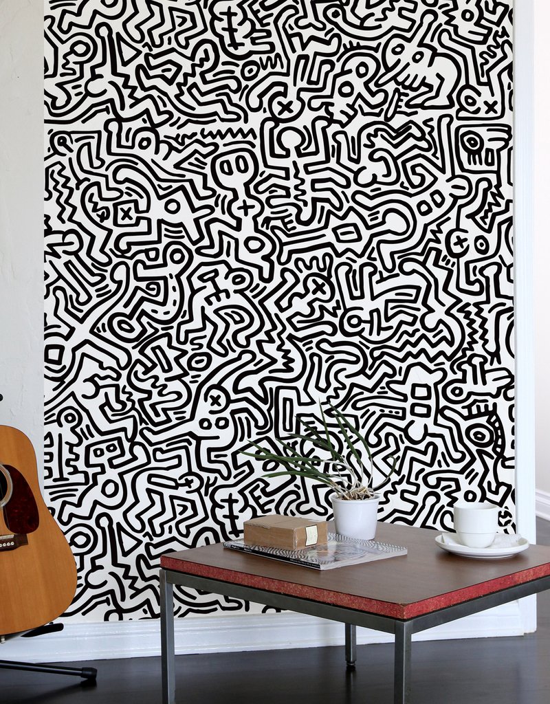 Fresque Murale Movement Noir   Keith Haring - 1/4
