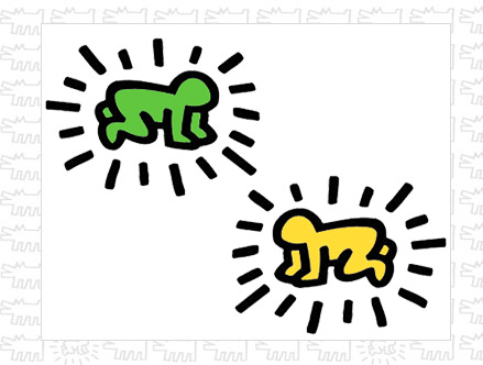 Package content: Radiant Baby Colour Wall Stickers by Keith Haring - Only Stickboutik.com 