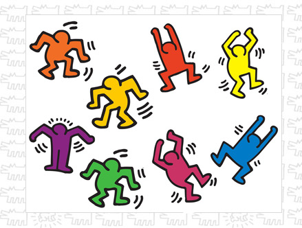 Dancers Colour Wall Stickers Keith Haring: Sticker / Wall Decal Outline