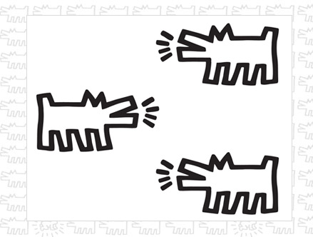 Contenu du pack: Stickers muraux Barking Dogs Keith Haring
