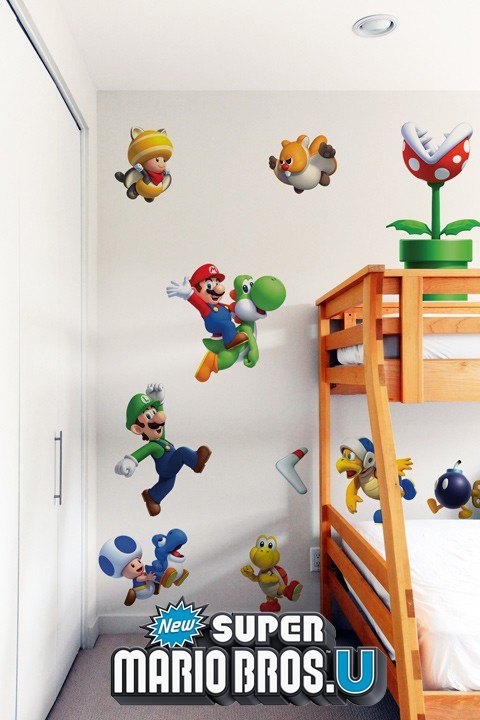 Stickers Mario Bros: Sticker mural géant Super Mario U officiel Nintendo pour une Chambre au décor original! - 2/11