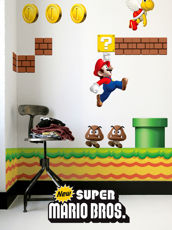 Stickers NEW Super Mario Bros: Stickers muraux Géants SuperMario  pour déco Geek Officielle - 1/8