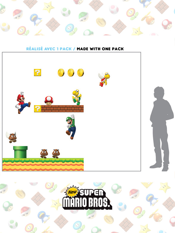 Stickers NEW Super Mario Bros: Stickers muraux Géants SuperMario  pour déco Geek Officielle - 3/8