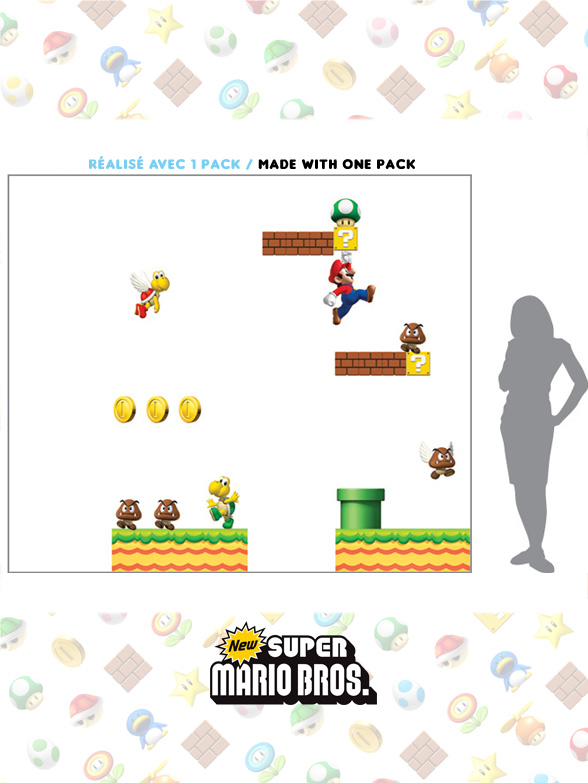 Stickers NEW Super Mario Bros: Stickers muraux Géants SuperMario  pour déco Geek Officielle - 4/8
