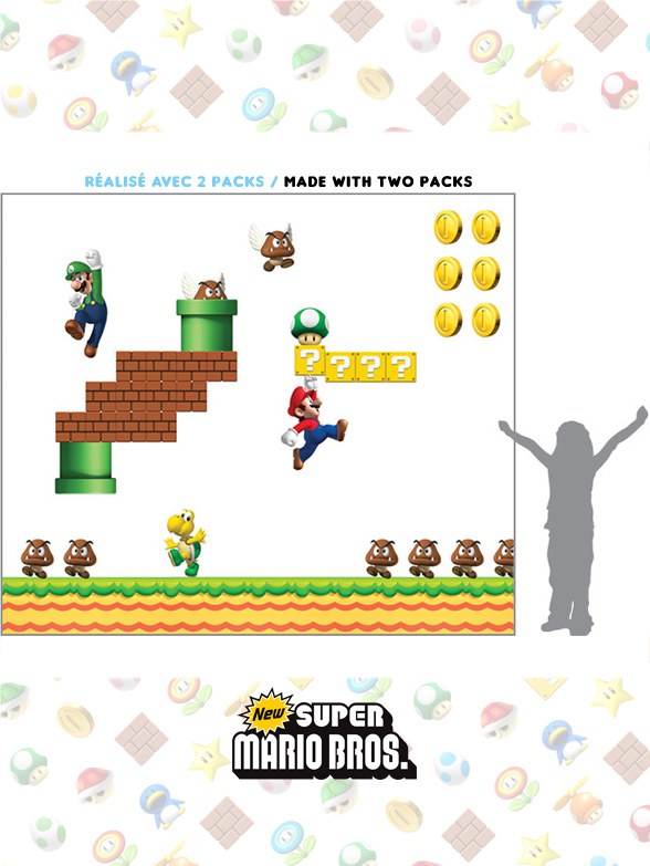 Stickers NEW Super Mario Bros: Stickers muraux Géants SuperMario  pour déco Geek Officielle - 5/8