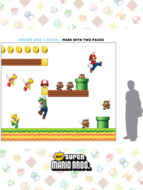 Stickers NEW Super Mario Bros: Stickers muraux Géants SuperMario  pour déco Geek Officielle - 6/8